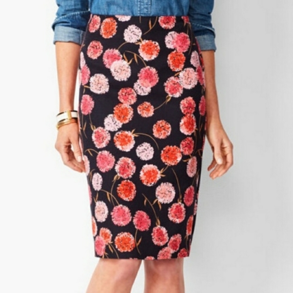 Talbots Floral Pencil Skirt Size 8P Petite